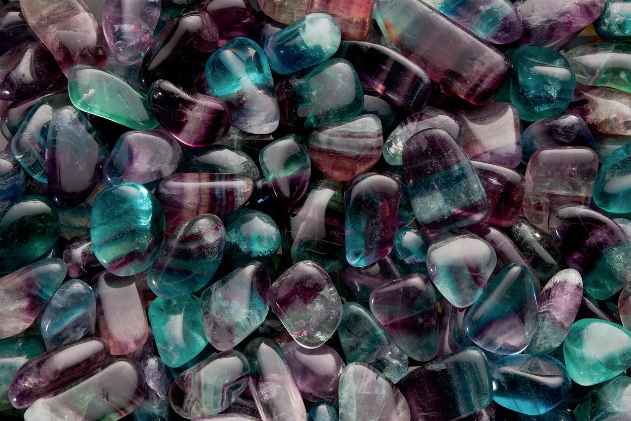 Fluorite bicolore de Chine, pierre roulée taille M
