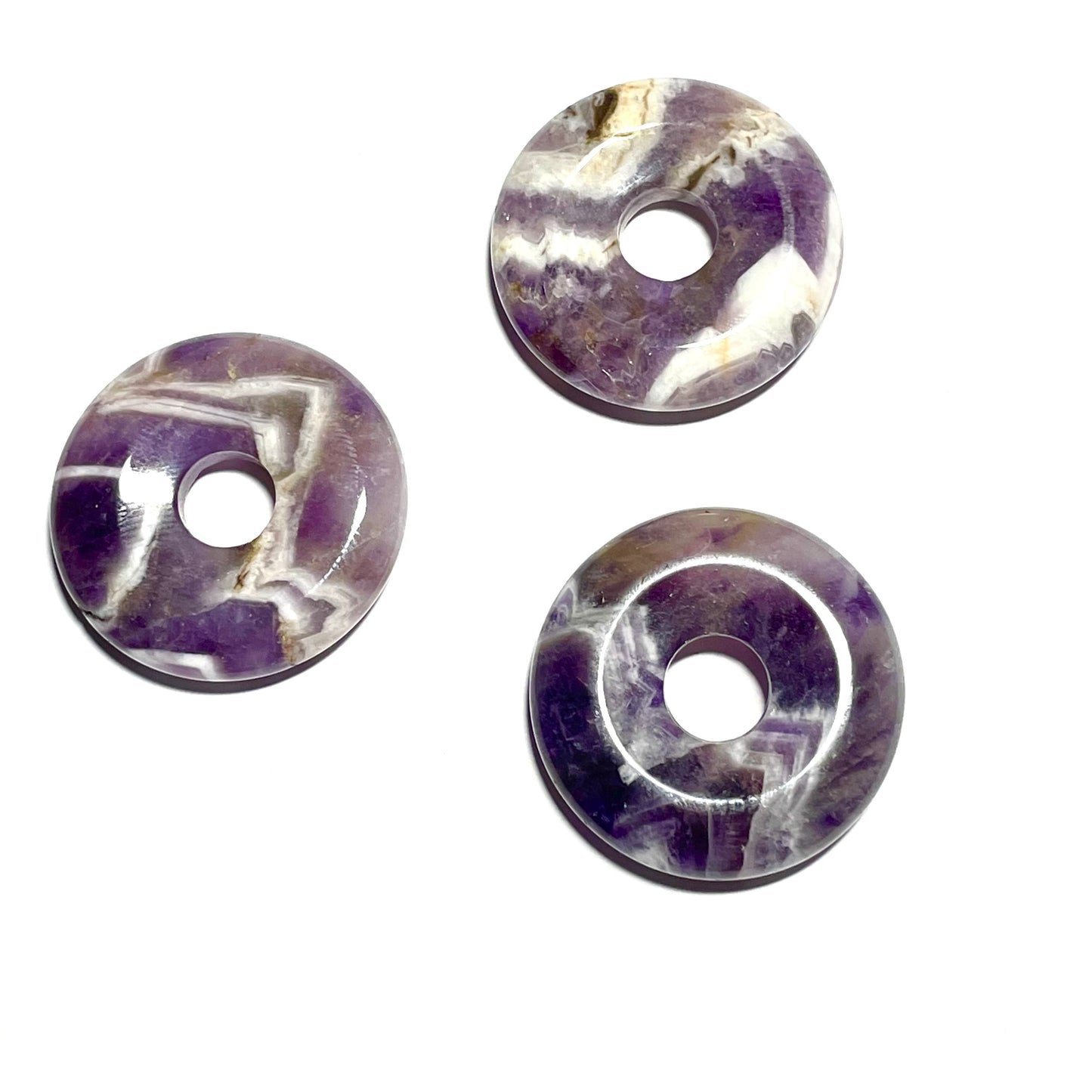 Pendentif Donut 3cm avec cordon assorti, pierre naturelle de haute qualité