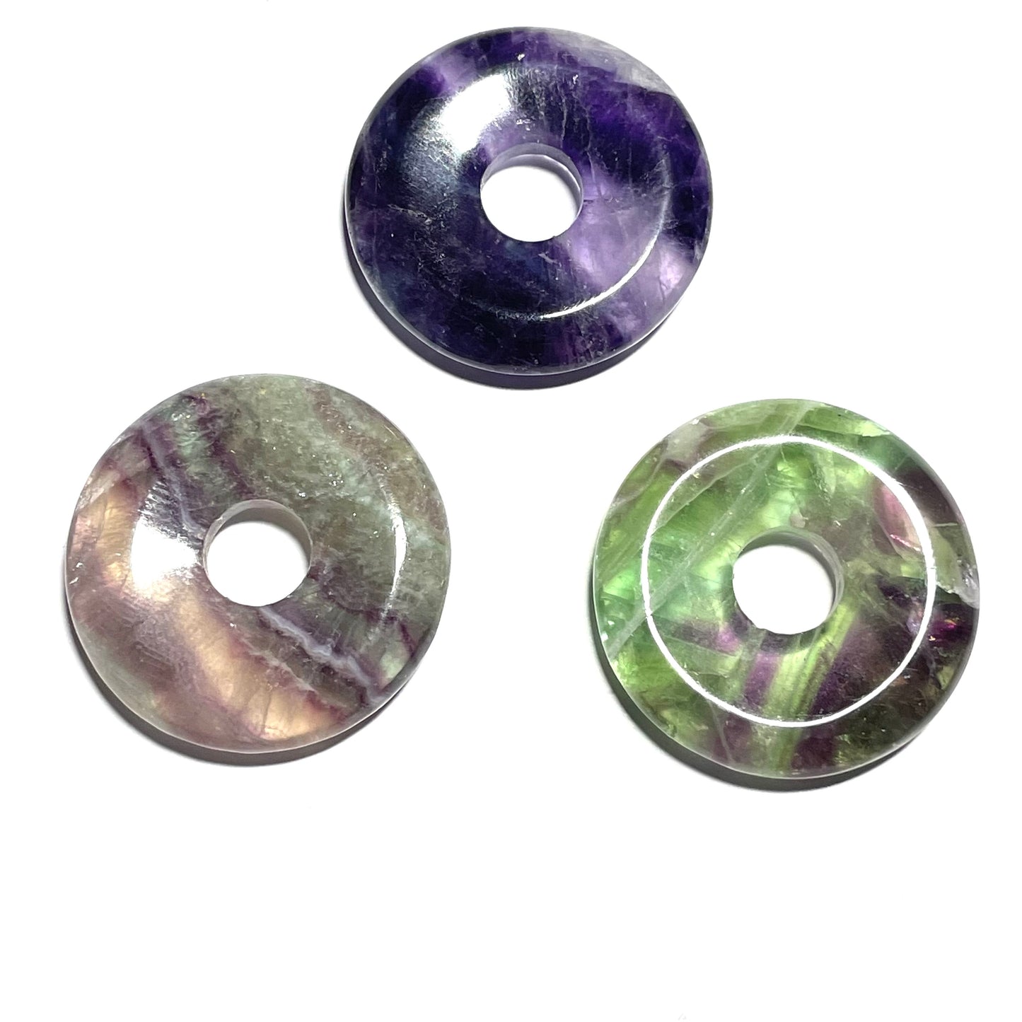 Pendentif Donut 3cm avec cordon assorti, pierre naturelle de haute qualité