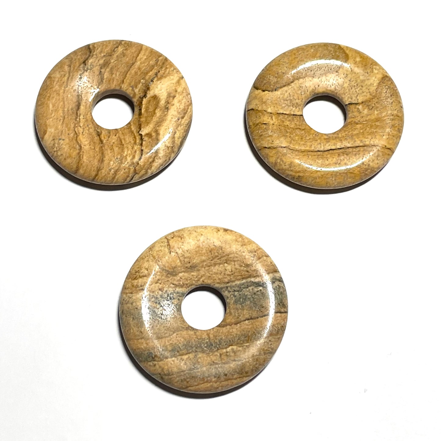 Pendentif Donut 3cm avec cordon assorti, pierre naturelle de haute qualité