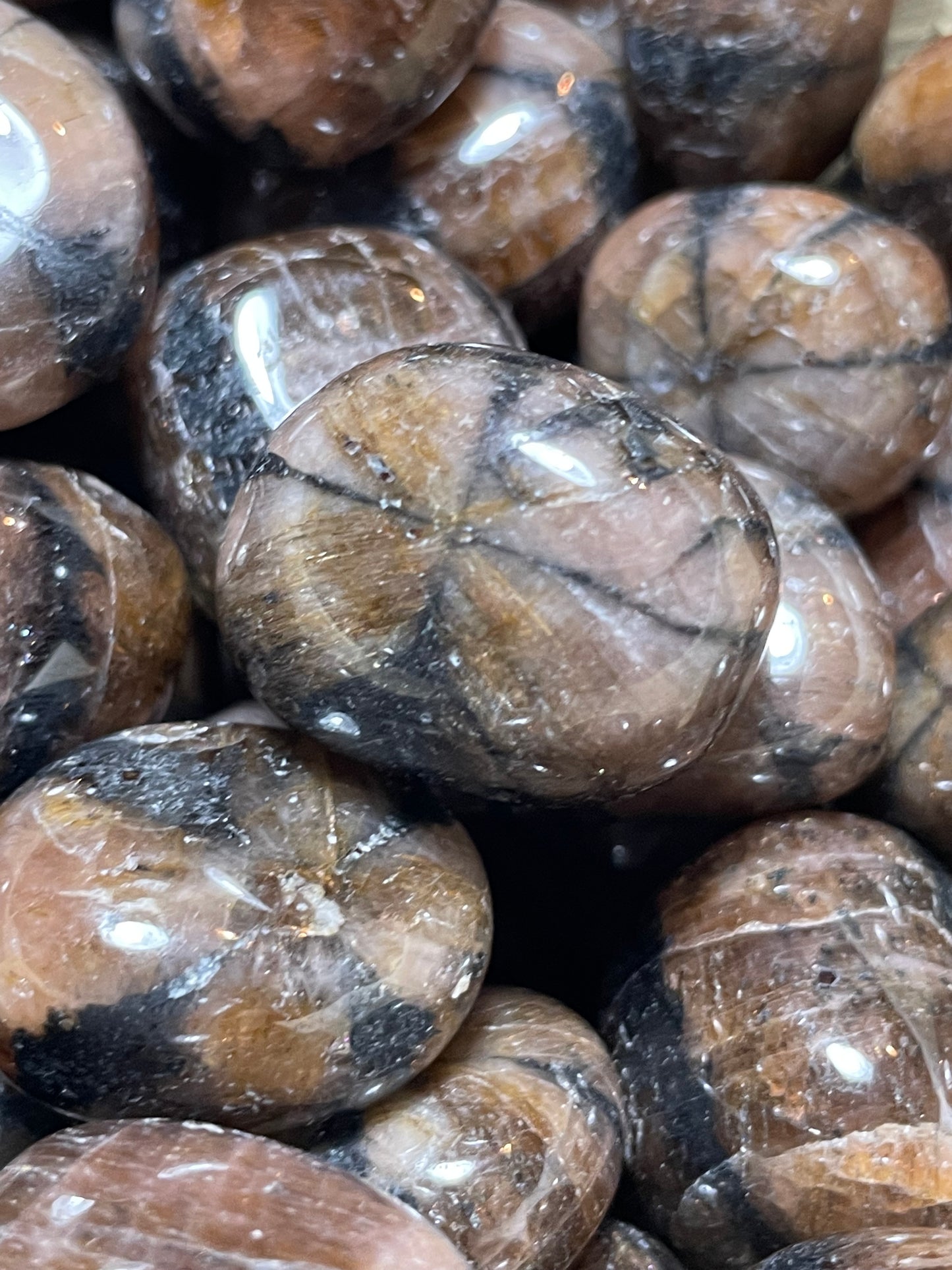 Chiastolite (Andalousite), pierre roulée