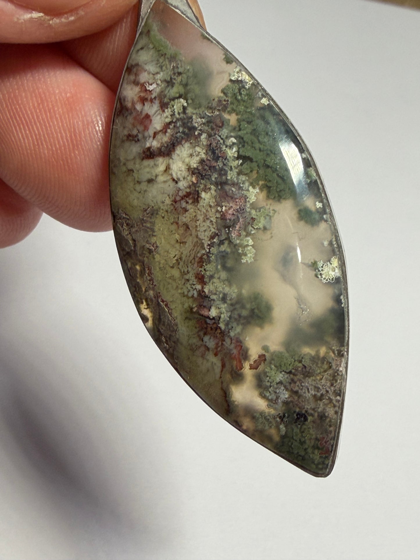 Pendentif cabochon Agate mousse Lodolite