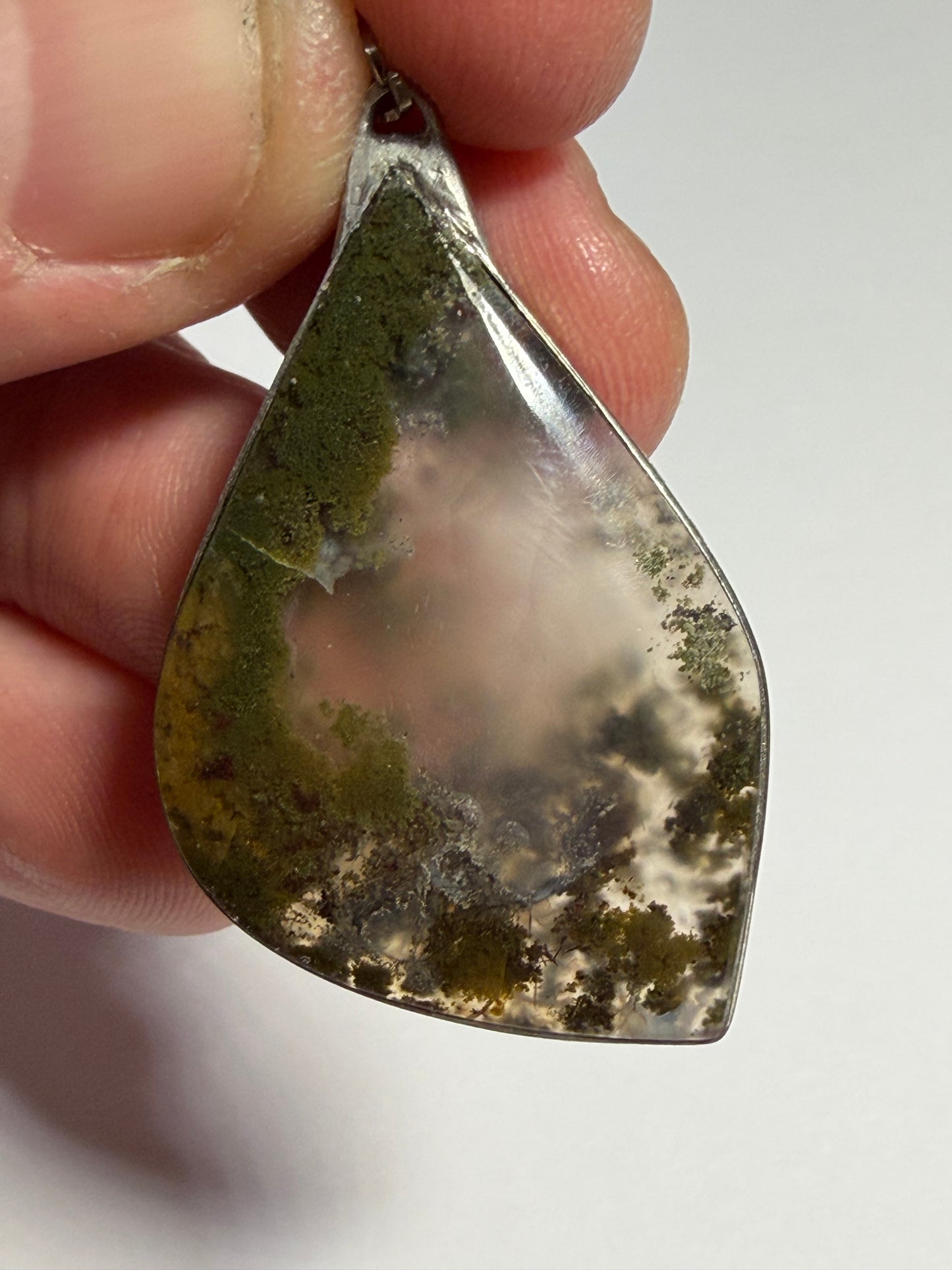 Pendentif cabochon Agate mousse Lodolite