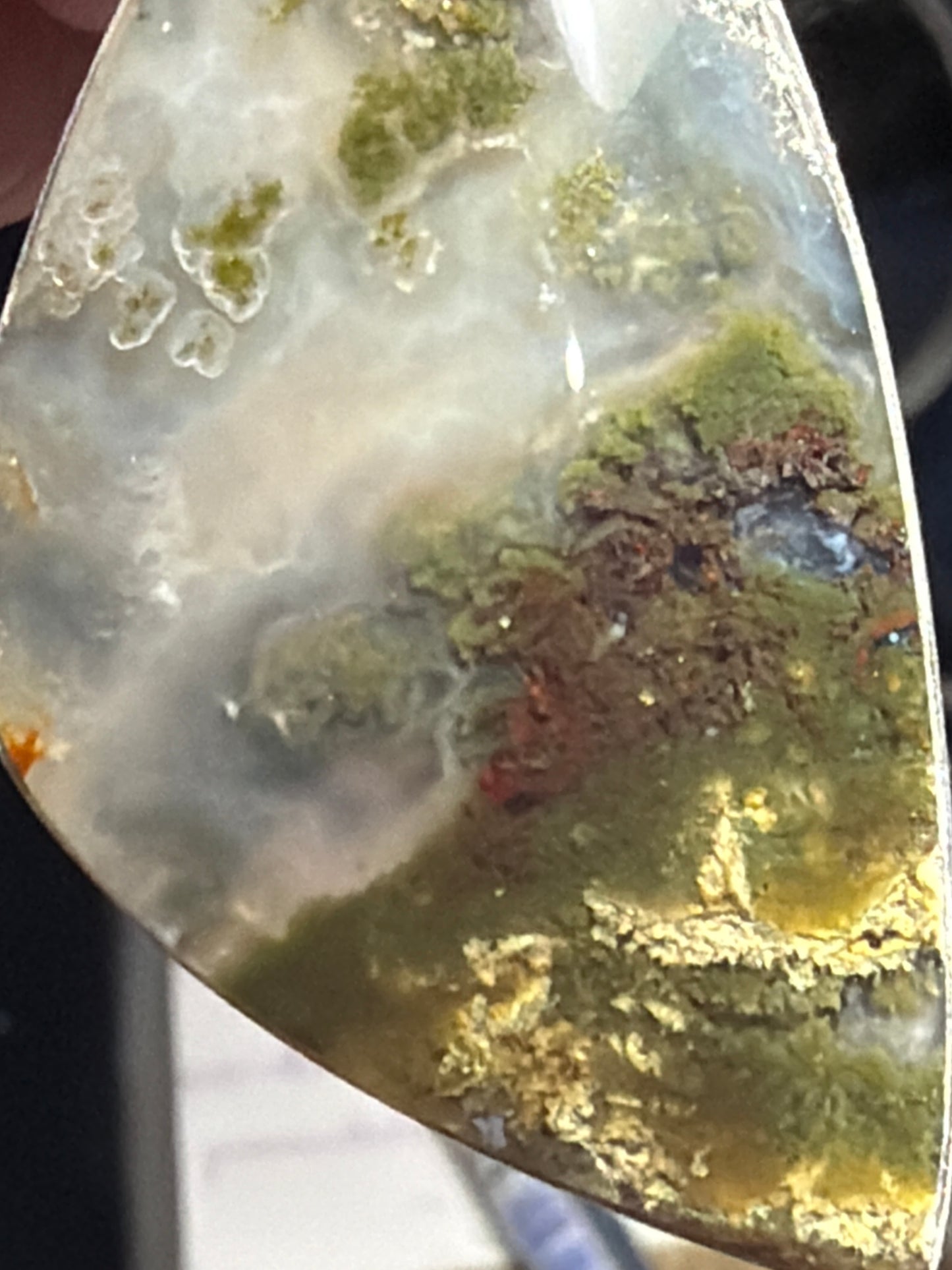 Pendentif cabochon Agate mousse Lodolite