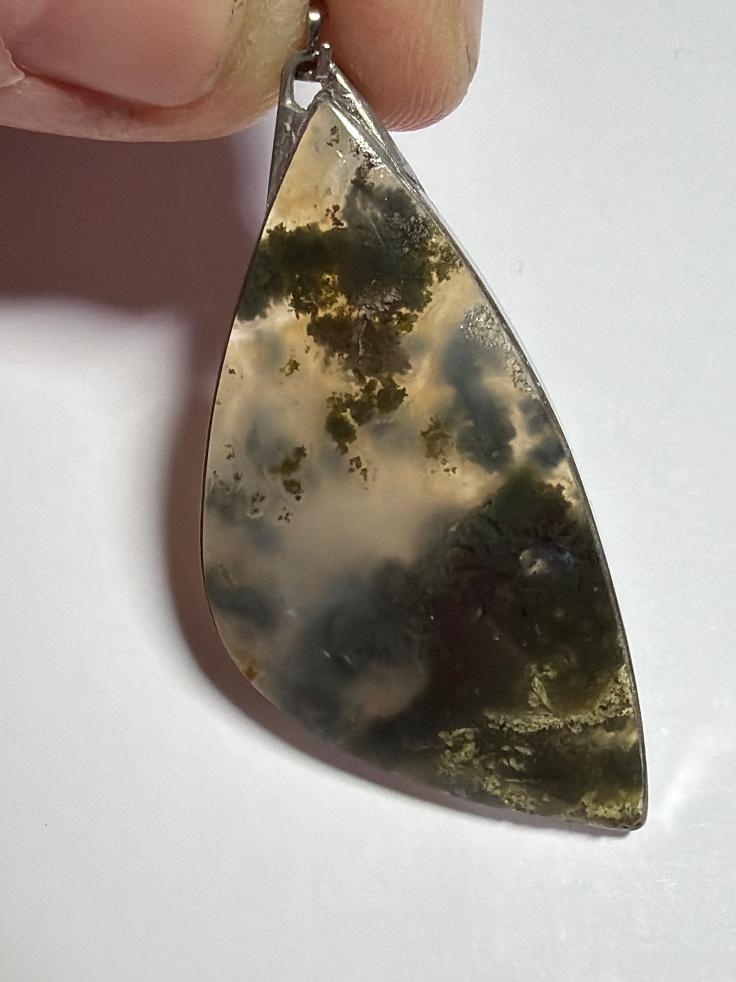 Pendentif cabochon Agate mousse Lodolite