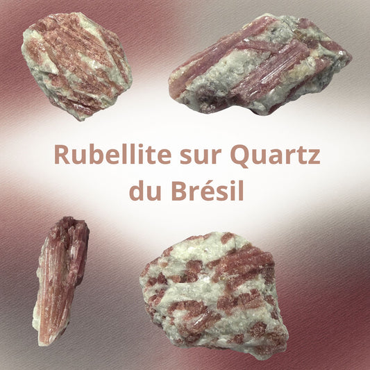 Rubellite sur Quartz du Brésil