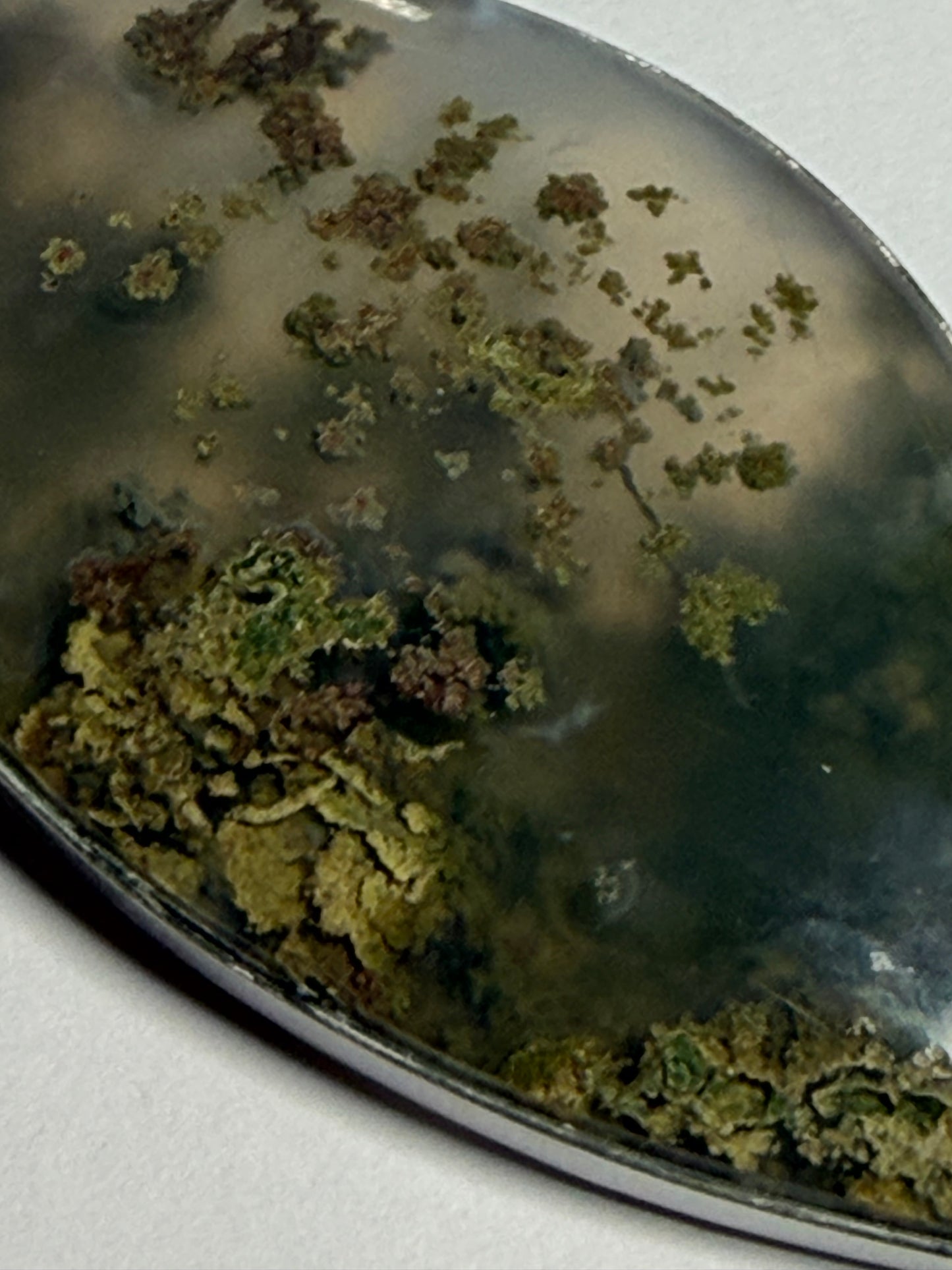 Pendentif cabochon Agate mousse Lodolite