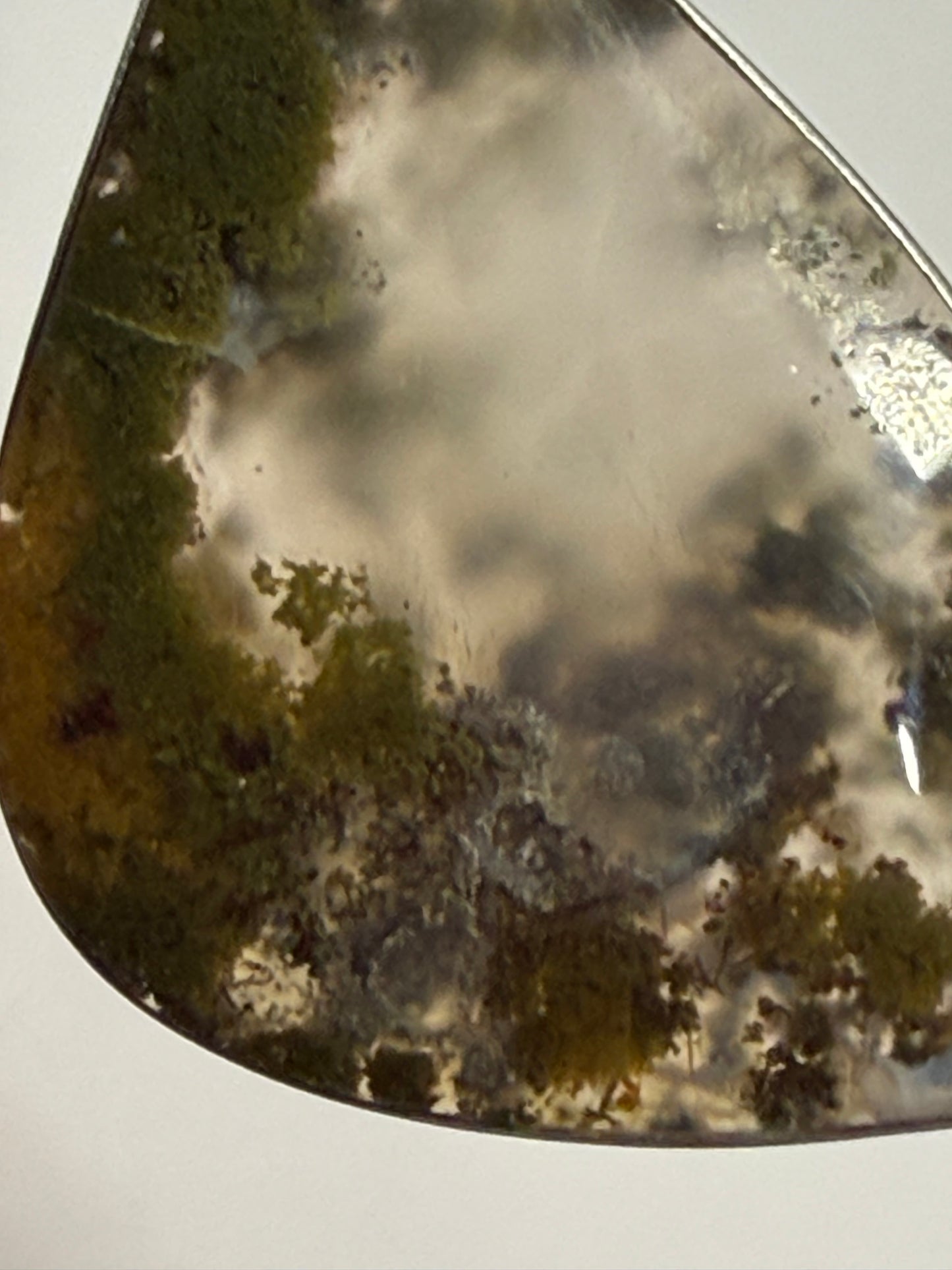 Pendentif cabochon Agate mousse Lodolite