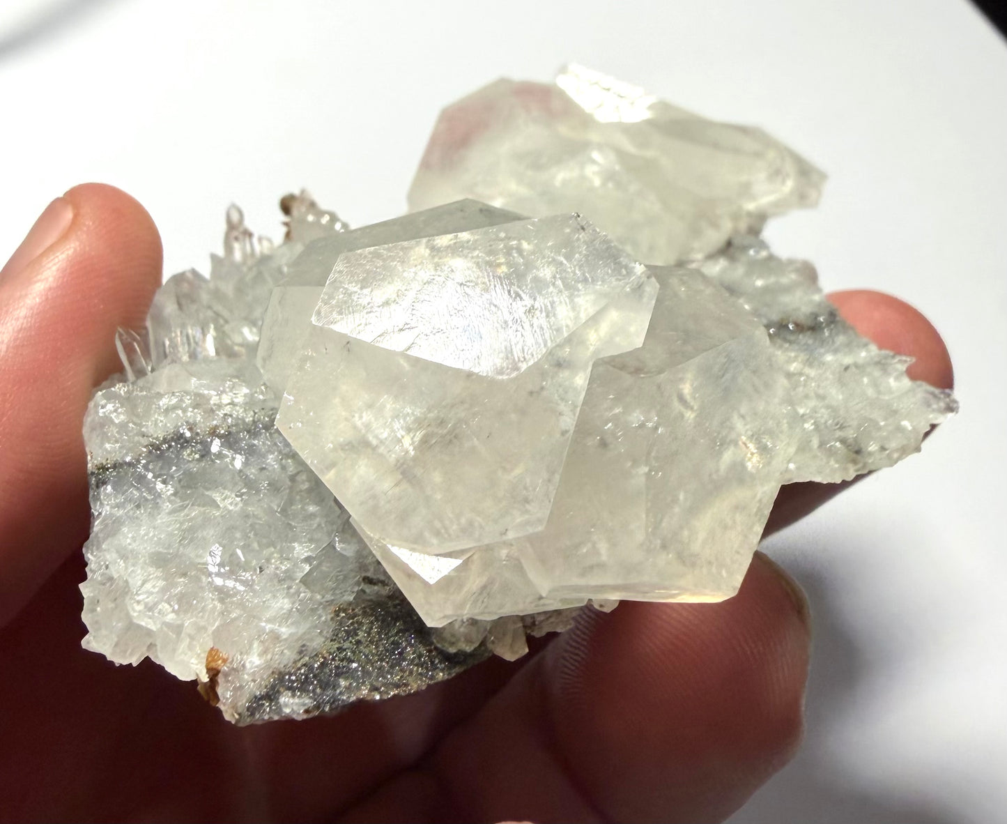 Calcite sur Quartz de Chine