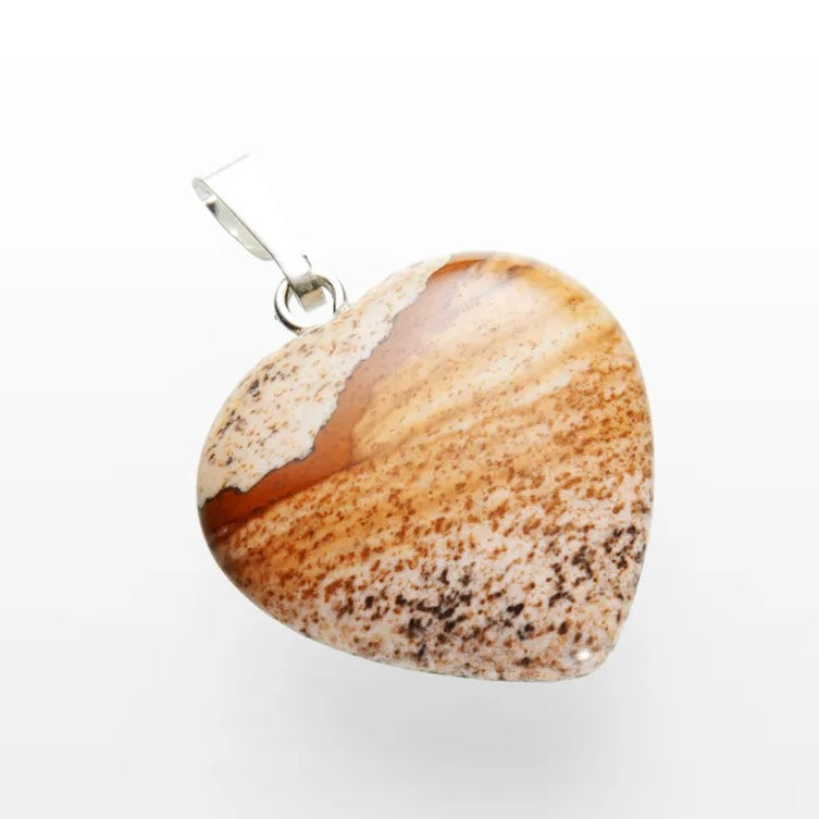 Pendentif Coeur en pierre naturelle, avec cordon