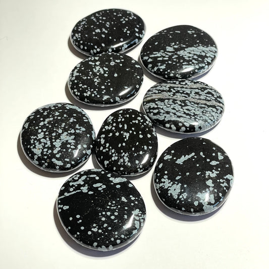 Obsidienne neige, galet plat