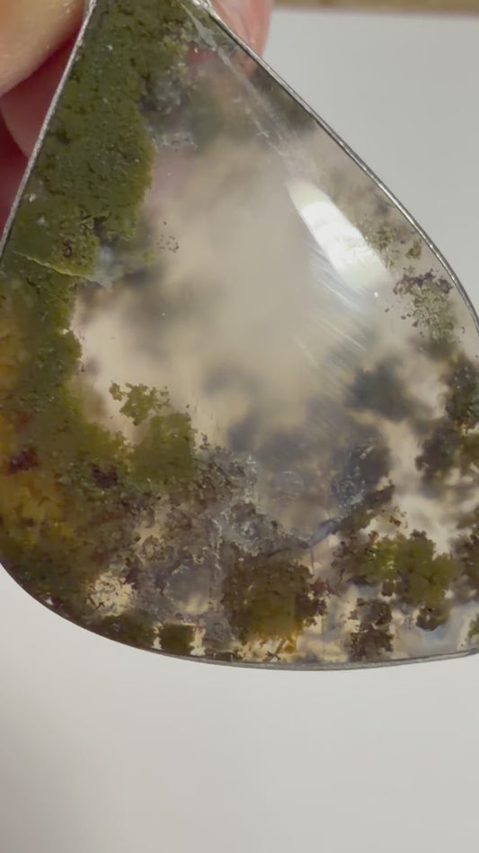 Pendentif cabochon Agate mousse Lodolite